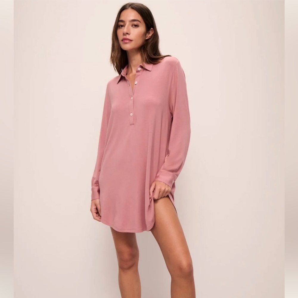 Eberjey Gisele TENCEL™ Modal Boyfriend Sleepshirt in Old Rose, Large, NWOT